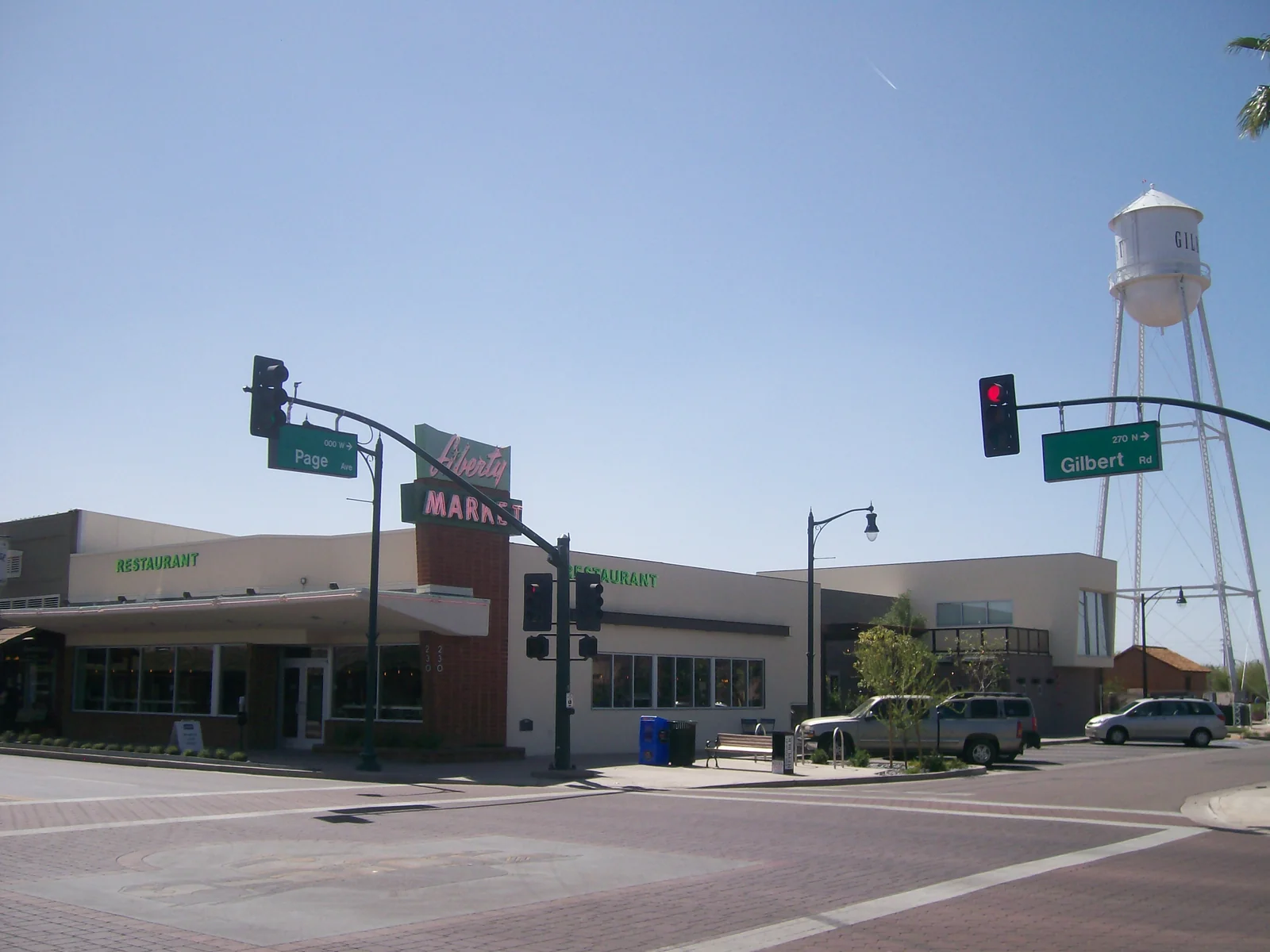 Historic Gilbert Water Tower in downtown Gilbert, Arizona - Blackline Demo service area
