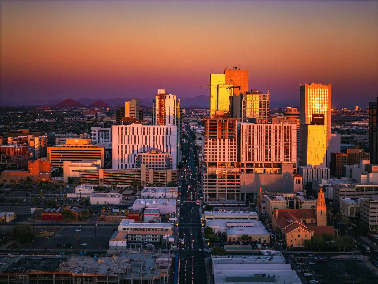 Phoenix, Arizona downtown skyline at sunset - Blackline Demo service area