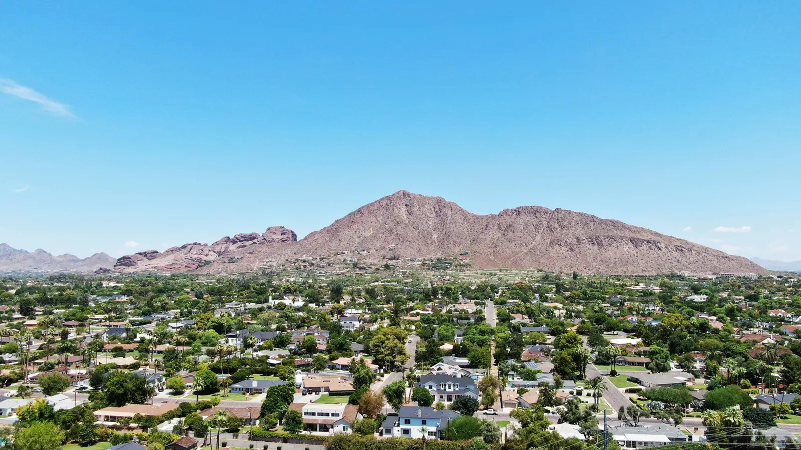 Camelback Mountain rising over Scottsdale, Arizona - Blackline Demo service area